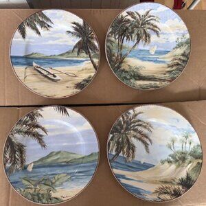 Set of 4 Sakura Plantation Home Paul Brent Salad/Dessert Plates 4 Scenes 8.25"